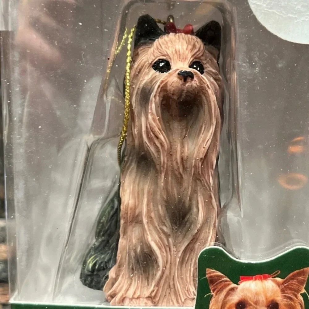 Yorkie Dog Ornament Vintage Figurine Pet Lover Christmas Decor Holiday Gifts